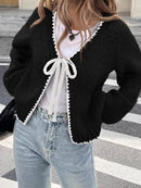 Hope & Sunshine - Knitted Tie-Waist Cardigan Sweater