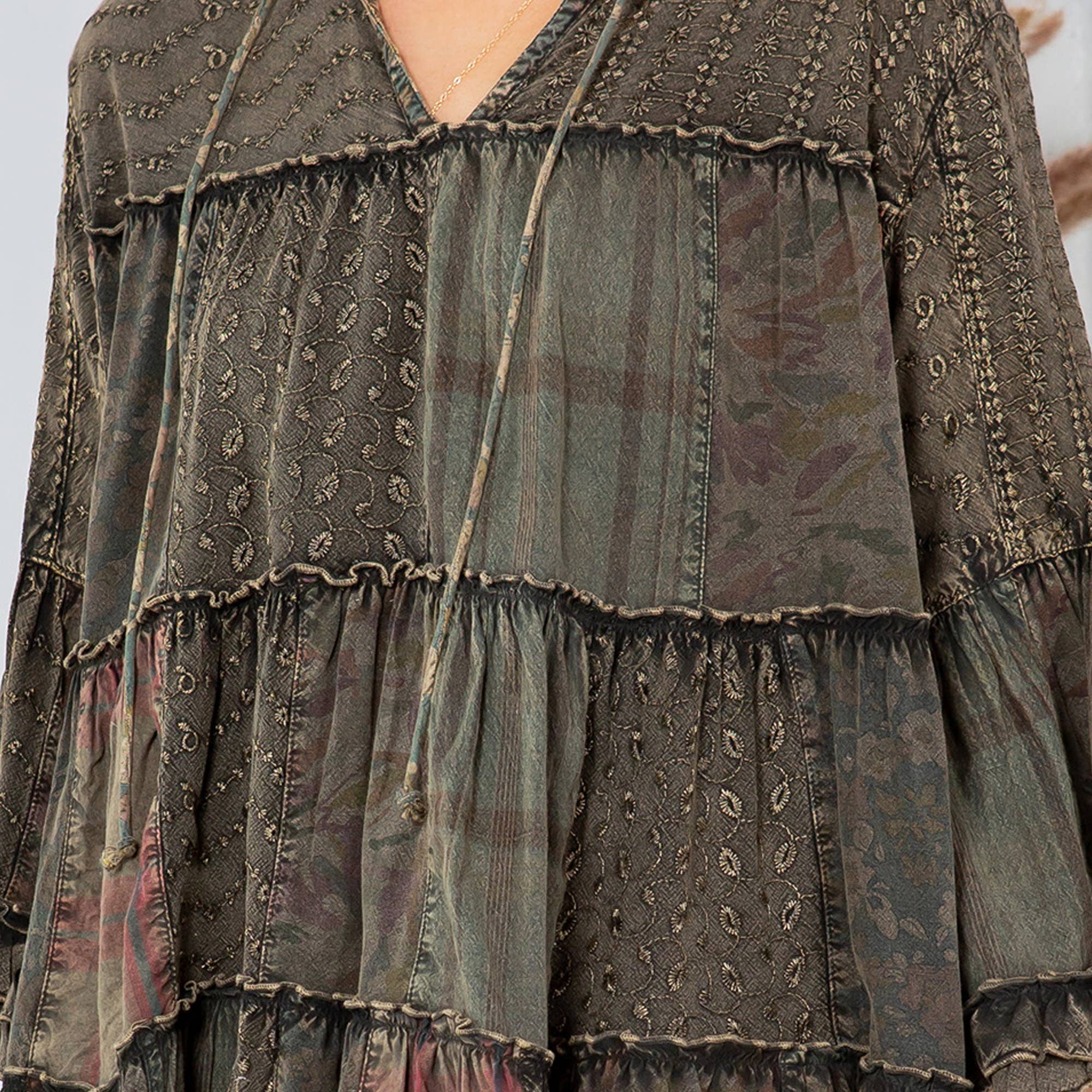 Young Threads - Artistic Fusion: Overdyed Jhabla Top With  Rayon Embroidery