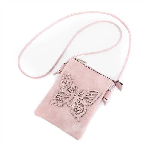 Shine Mark Accessories - Pink - Butterfly Cut Crossbody Bag With Cellphone Pocket