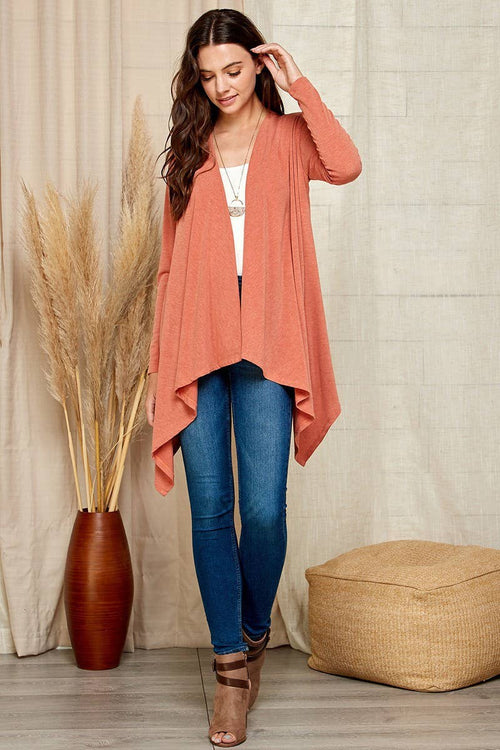 Shopin LA - SG21025. - WOMEN BASIC NATURAL AND SOFT DRAPE CARDIGAN