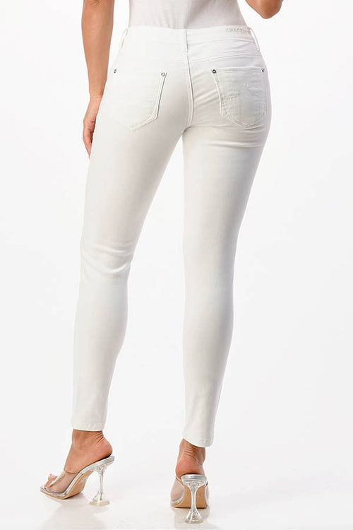 Grace in LA - Basic Design White Soft Denim Mid Rise Skinny EN-9378WTKT