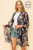 Shopin LA - SP1000GP-0619 -PLUS SIZE FLORAL PRINT KIMONO CARDIGAN