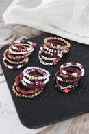 Red Dahlia 5pcs Football Beaded Bracelet Set