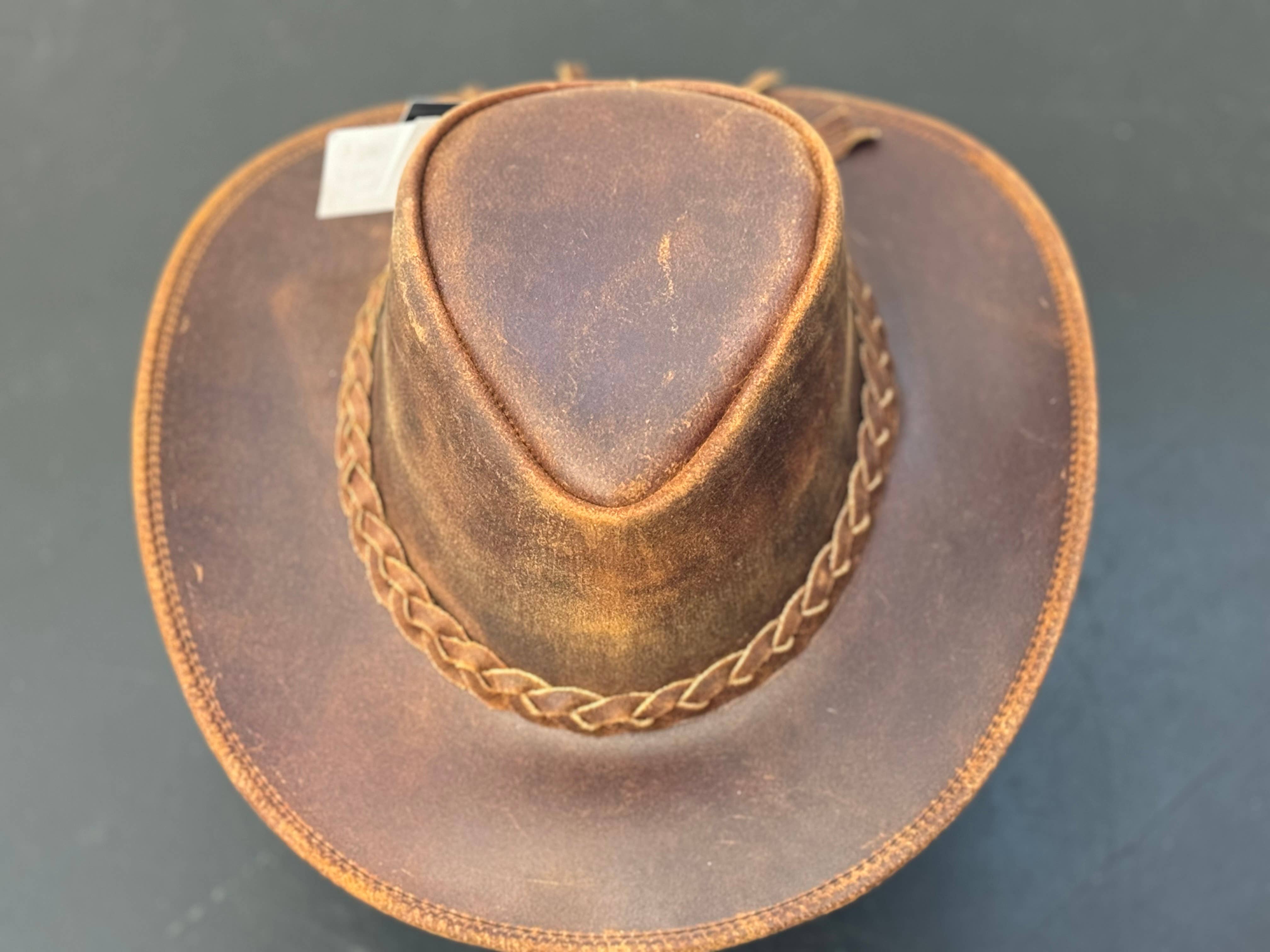 Lesa collection inc - Gunner| Reddish Brown  Leather  Western Outback Cowboy Hat