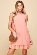 Shopin LA - SD21010-25038. WOMEN SOLID SLEEVELESS RUFFLED MIDI DRESS