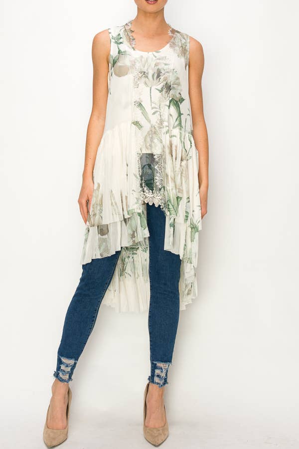 Origami Apparel ~  Lace and Crochet inspired - OLS-4602 BG-GRN ROSE