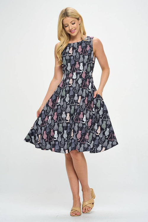 LA Soul - Cat Print Plus Size Dress