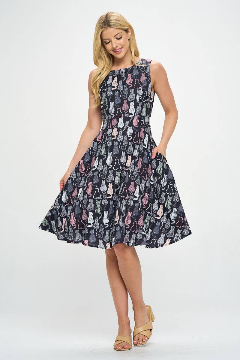 LA Soul - Cat Print Plus Size Dress