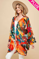 Shopin LA - SG21051P - PLUS SIZE DRAPPED MESH SUMMER MIDI KIMONO