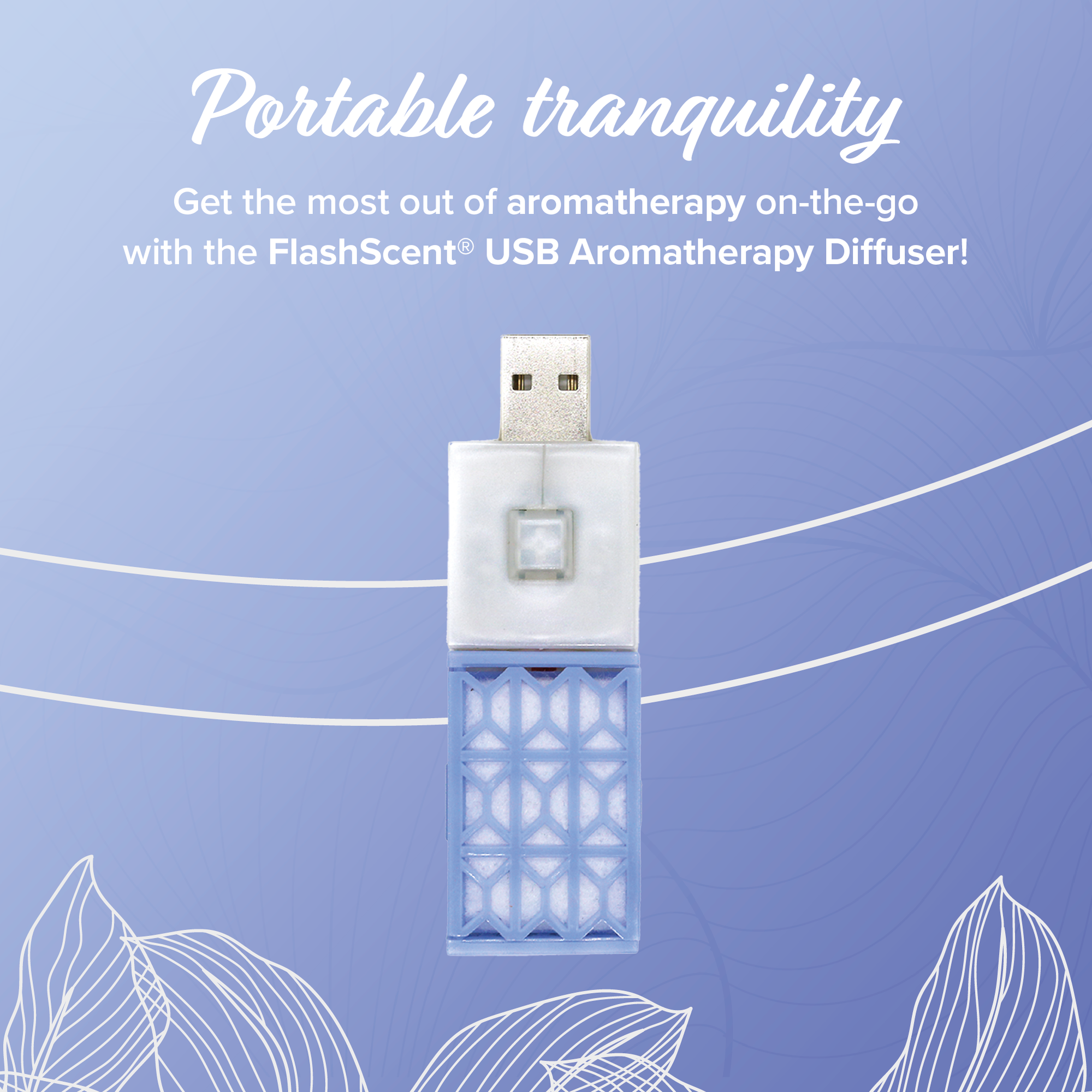 Belle Aroma® - FlashScent® USB Diffuser - Blue, Lavender Essential Oil