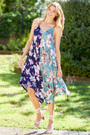 Shopin LA - SPD7002 - WOMEN FLORAL COLOR BLOCK SLEEVELESS DRESS