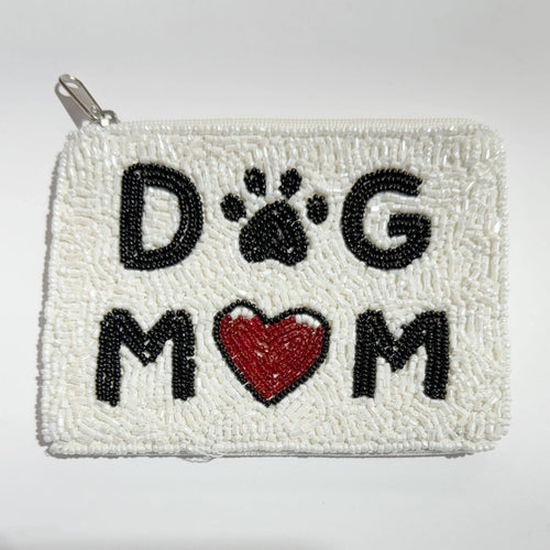 Ole - DOG MOM  Beaded Mani Coin Purse