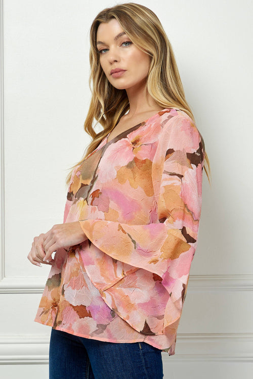 Winslow Collection - RUFFLE SLEEVE V-NECK SWING TOP