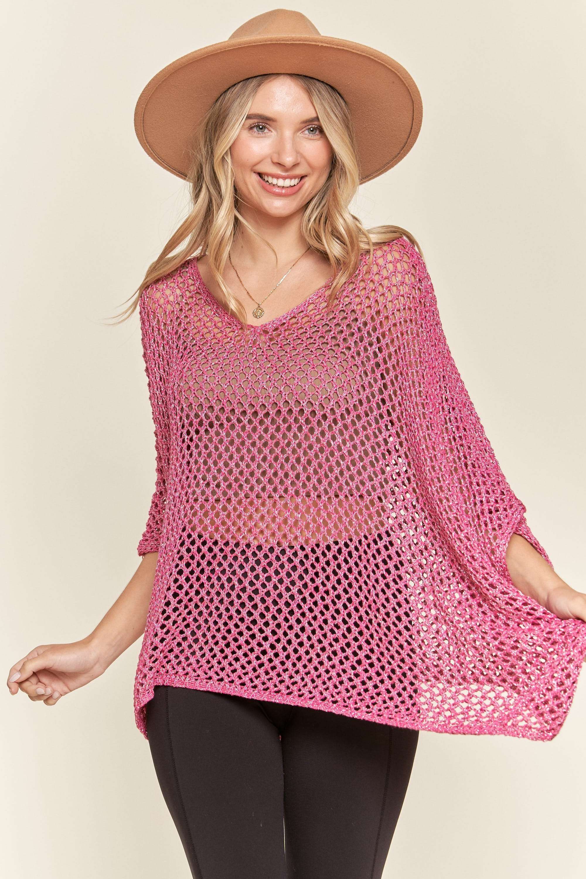 Madelyn - LESW3218 - FISHNET PONCHO COVER UP