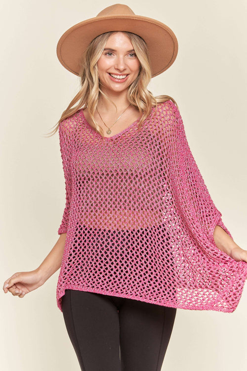 Madelyn - LESW3218 - FISHNET PONCHO COVER UP