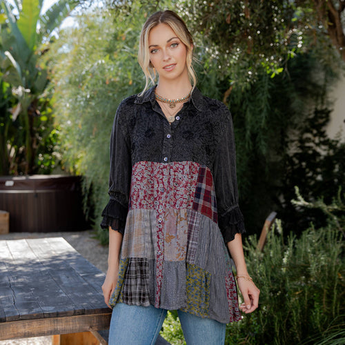 Young Threads - 3/4 Ruffle Sleeves Western Blouse Top (New Color)