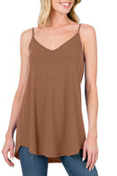 Blue Spaghetti Strap V Neck Flowy Tunic Cami Top