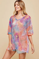 Shopin LA - SPT5118  WOMEN TIE DYE OVERSIZED MESH FISHNET TOP