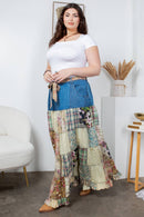 Young Threads - Western Boho Chic: Patchwork Belted Skirt  (New Color)