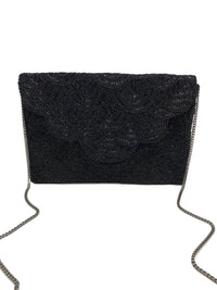 Ole - Scalloped Black Beaded Clutch LAC-SS-412-BLACK