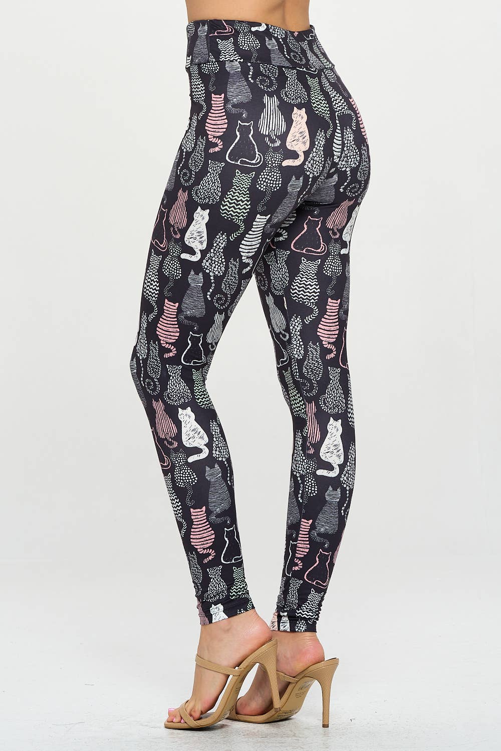 Cat Print Leggings with a Variety Of Cat Prints
