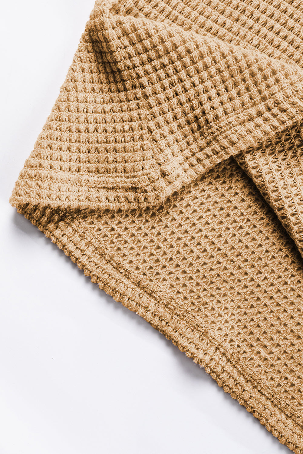 White Tulip Sleeve Waffle Knit V Neck T-Shirt