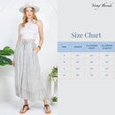 Young Threads - Women Patchwork Embroidered Maxi Skirt With Side Pockets: CHARCOAL TRIM / REGULAR (S-M-L-XL 1-2-2-1)