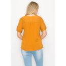Perseption - Pintuck Front Roll Tab Short Sleeve Mandarin Shirt