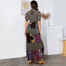 Young Threads - Eclectic Charm: Stone-Washed Rayon V-Neck Long Dress New