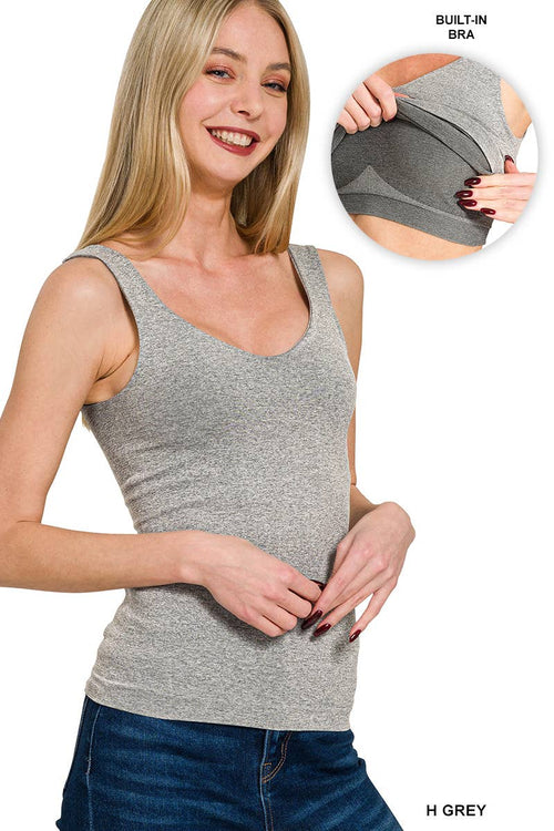 42POPS - `.Seamless Tank Top w/ Built-in Bra