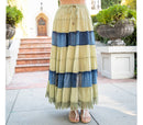 Young Threads - Women Long Tiered Western Skirt, Lined With Two Pockets