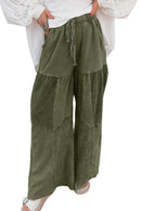 Mineral Wash Tiered Wide Leg Patchwork Drawstring Pants