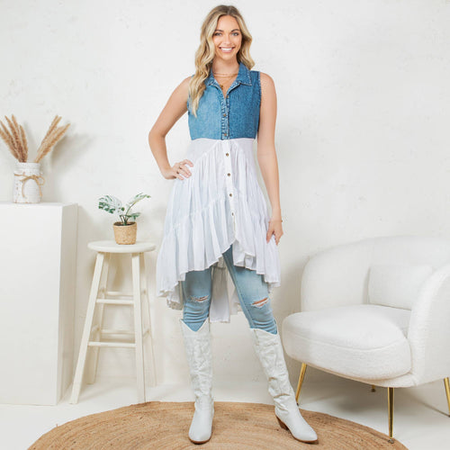 Young Threads - Front-Open Asymmetrical High Low Top - New Design