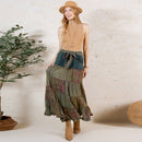 Young Threads - Western Boho Chic: Patchwork Belted Skirt  (New Color)
