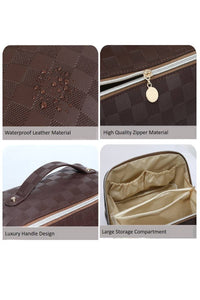 42POPS - ..SI-25928 Vegan Leather Checkered Makeup Bag