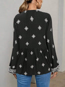 Hope & Sunshine - Boho Lantern Sleeve Tie-Neck Blouse