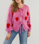 Miss Sparkling - Front tie heart cardigan