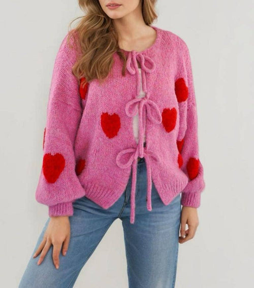 Miss Sparkling - Front tie heart cardigan
