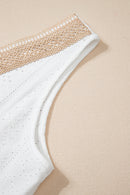 White Lace Crochet Splicing Eyelet V Neck Tank Top