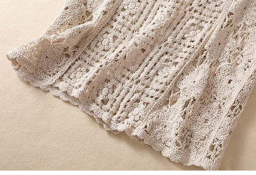 Hope & Sunshine - Crochet Lace-Up Open Knit Cardigan