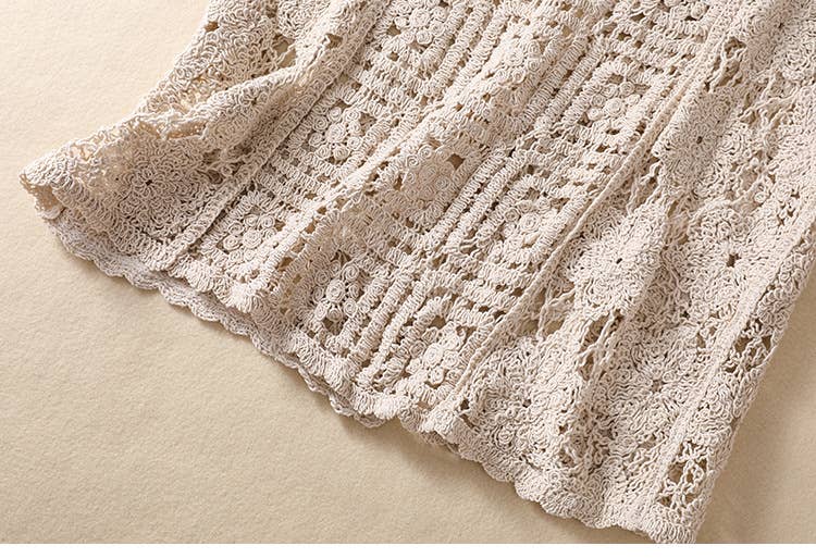 Hope & Sunshine - Crochet Lace-Up Open Knit Cardigan