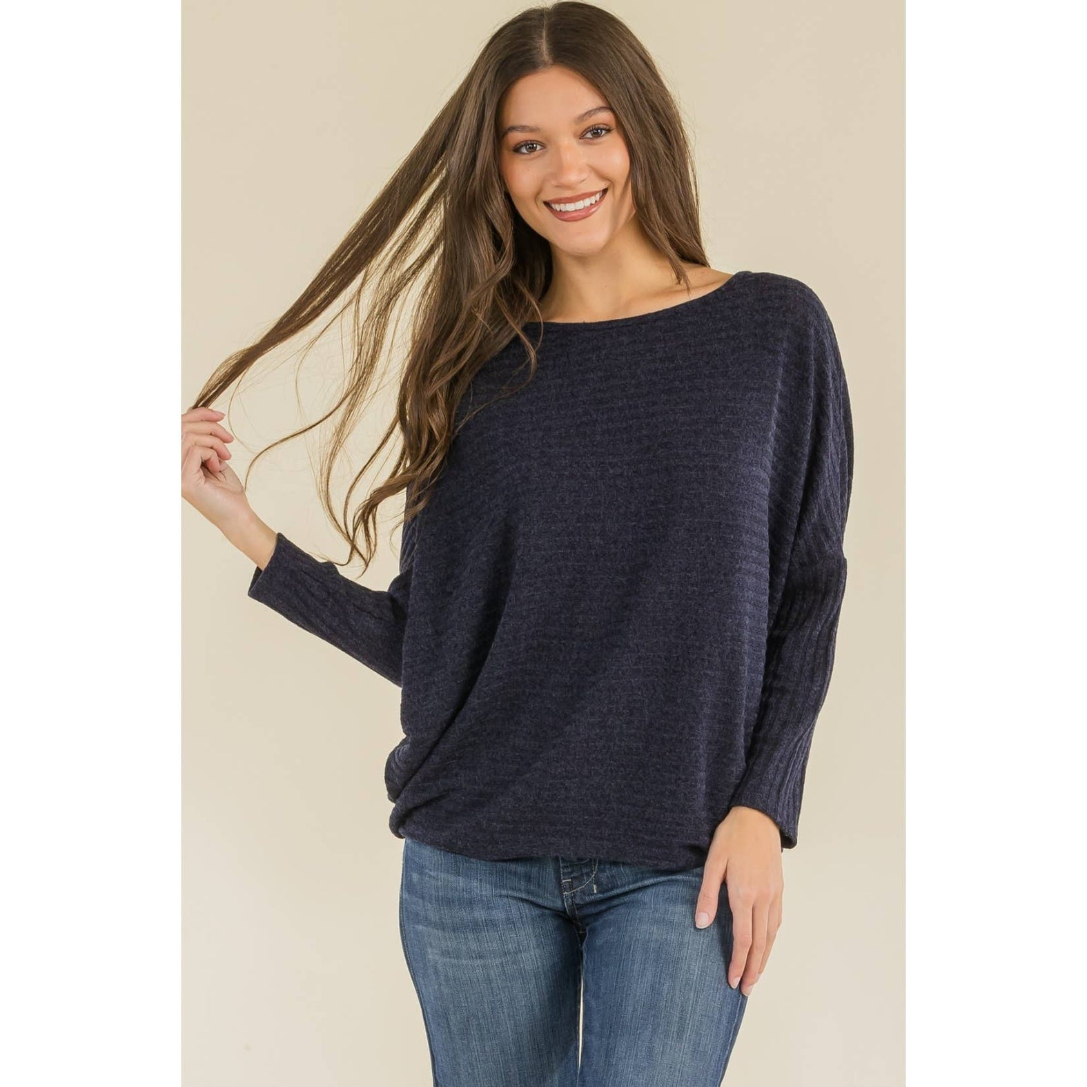 Perseption - OVERSIZE SCOOP NECK WIDE CUFF DOLMAN SWEATER