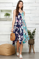 Shopin LA - SPD7002 - WOMEN FLORAL COLOR BLOCK SLEEVELESS DRESS