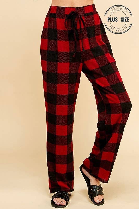 Shopin LA - SPP8043P PLUS COMFY DRAWSTRING PLAID LOUNGE COMFY PANTS