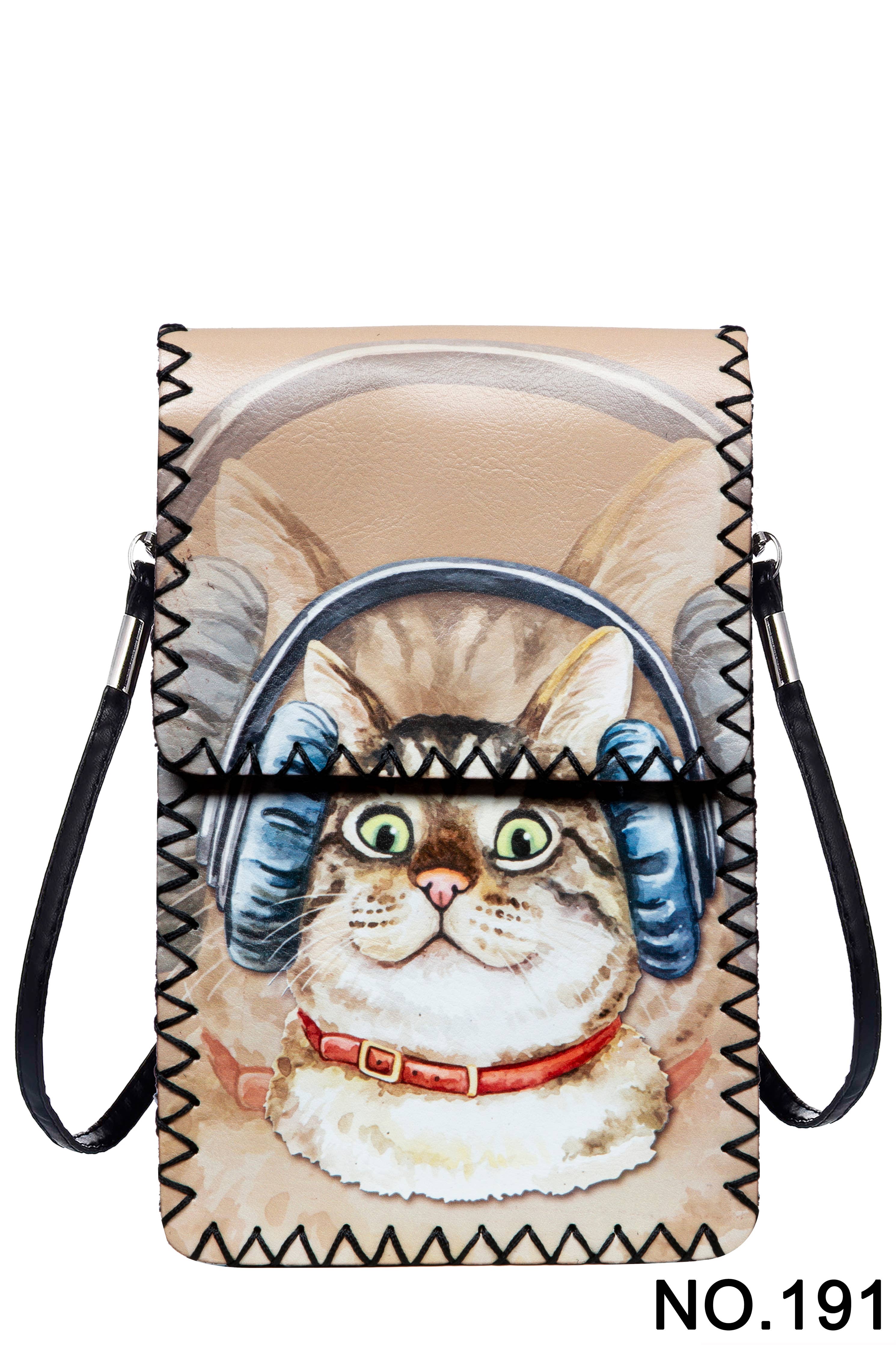 Ole - Cat With Headphones Printed Crossbody HB0580 - NO.191