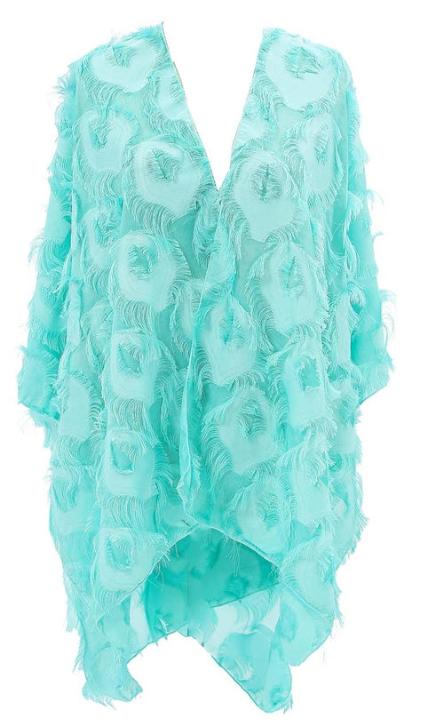JC Sunny Fashion - 11 Colors-Fringe Feather Detailed Lightweight Eyelash Kimono