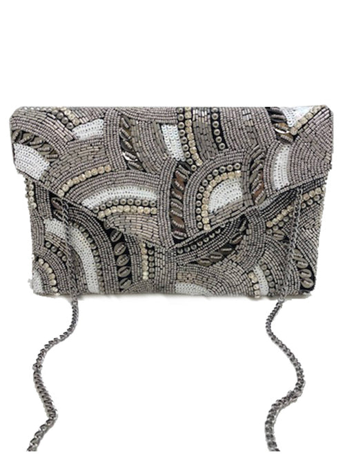 Ole - Hematite Patterned Beaded Clutch LAC-SS-478