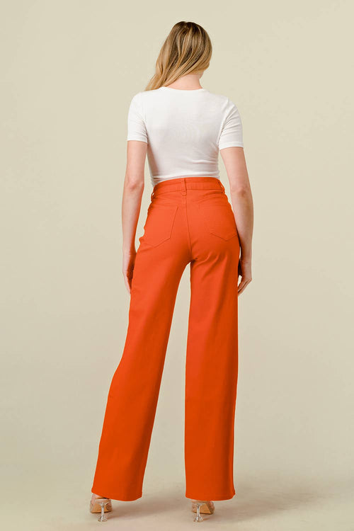 Denim Zone U.S.A. - LVB-200 TANGERINE HIGH WAISTED STRETCHY WIDE LEGS JEANS