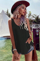 White Bohemian Crochet Sleeveless Tunic Top