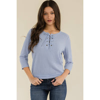 Perseption - LACE UP GROMMENT BANDED BOTTOM DOLMAN TOP